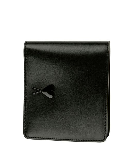 AMI Black Leather Wallet for men