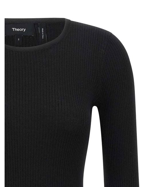 Theory Black Ribbed Sweater