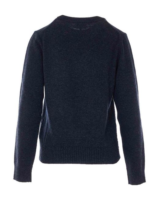 Ganni Blue Graphic Wool Sweater