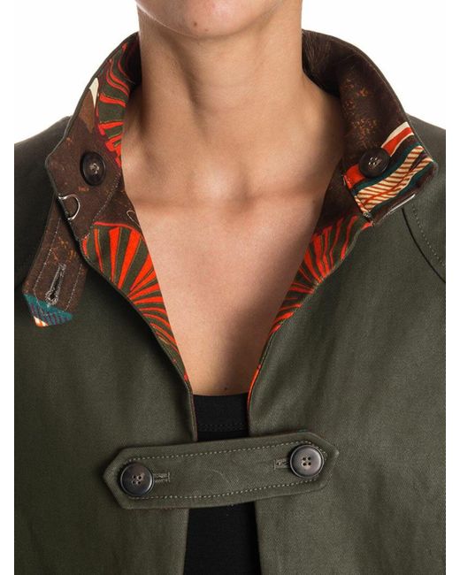 Stella Jean Black Military Green Button-Front Cape