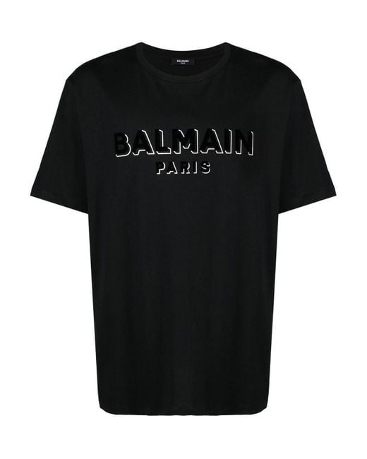 Balmain Black Logo-patcht-shirt for men