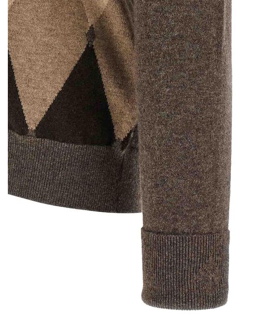 Ballantyne Gray Cardigan Argyle for men