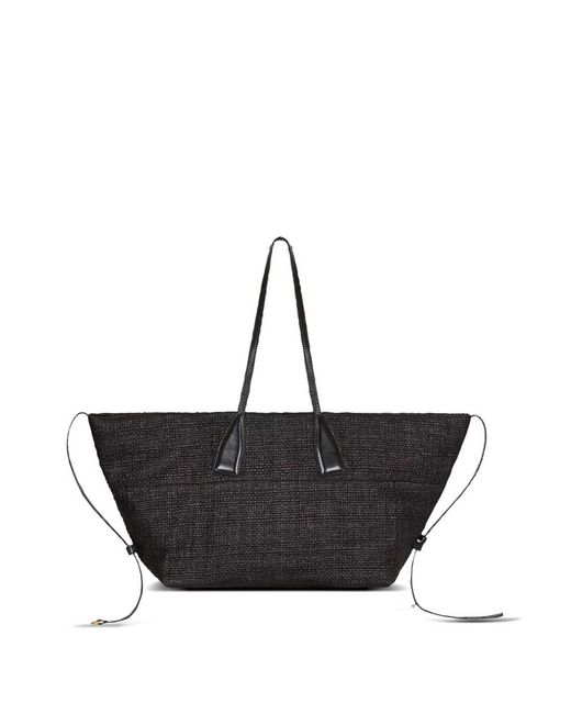 Balmain Black Track Raffia Tote