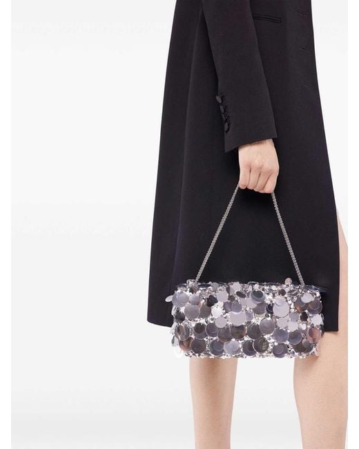 Rabanne White Sparkle Baguette Shoulder Bag