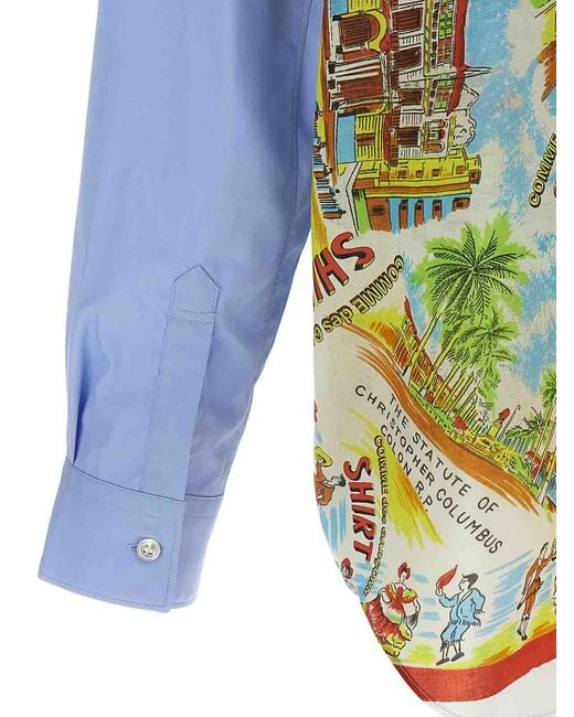 Comme des Garçons Blue Printed Shirt for men