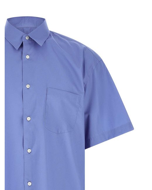 Comme Des Garcons Hommes Plus Blue Logo Embroidery Shirt for men