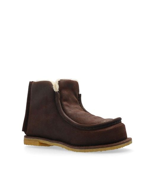 J.W. Anderson Brown Shearling-Lined Suede Boots