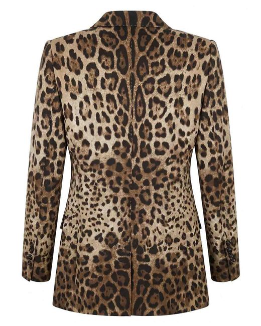Dolce & Gabbana Brown Leopard-Print Double-Breasted Blazer