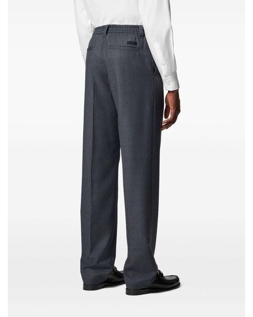 Versace Blue Micro-Checked Wool Jogger Trousers for men