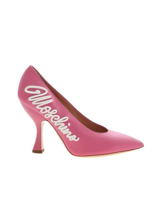 Moschino Pink 3D Effect Logo Pointed Pumps