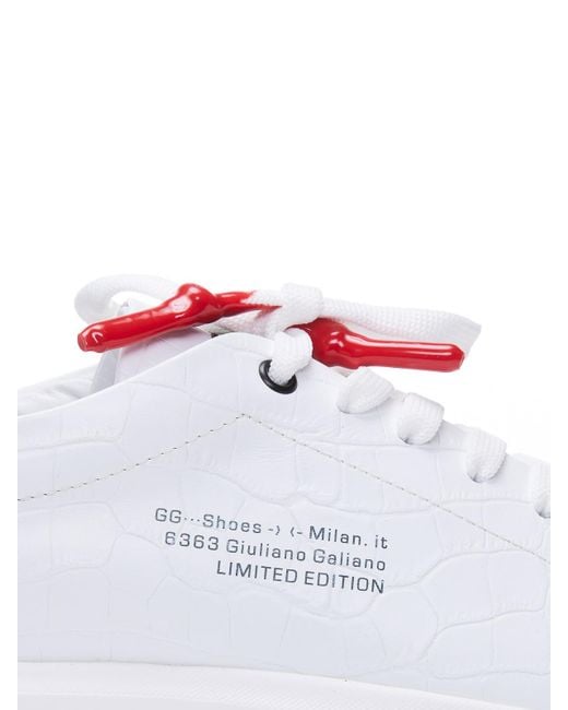 Giuliano Galiano White Logo Leather Sneakers for men