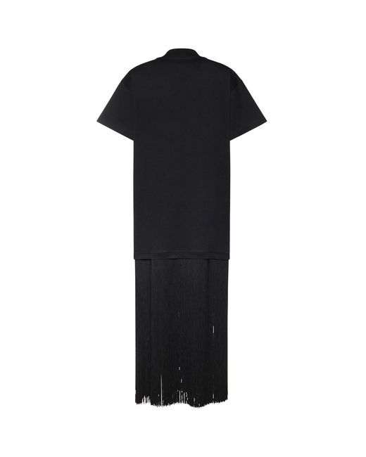 Alaïa Black Cotton T-Shirt With Fringes