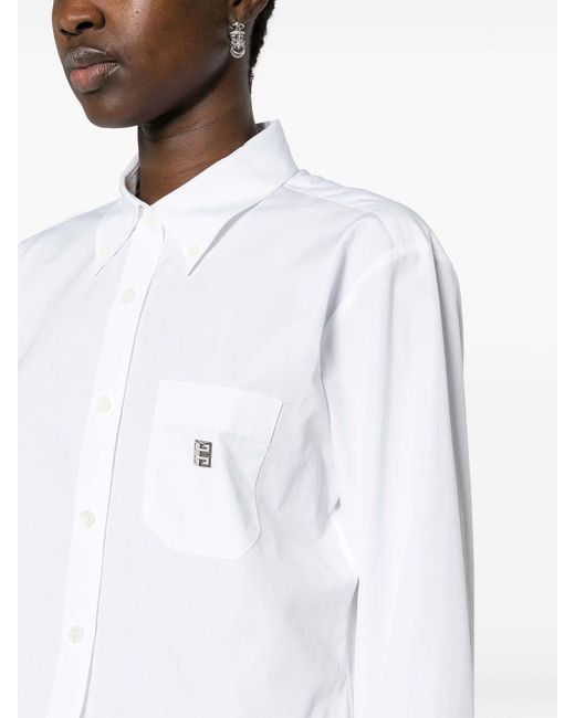 Givenchy White Cropped Poplin Shirt
