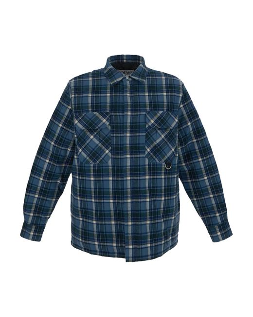 Loewe Blue Puffer Checkered Shirt for men