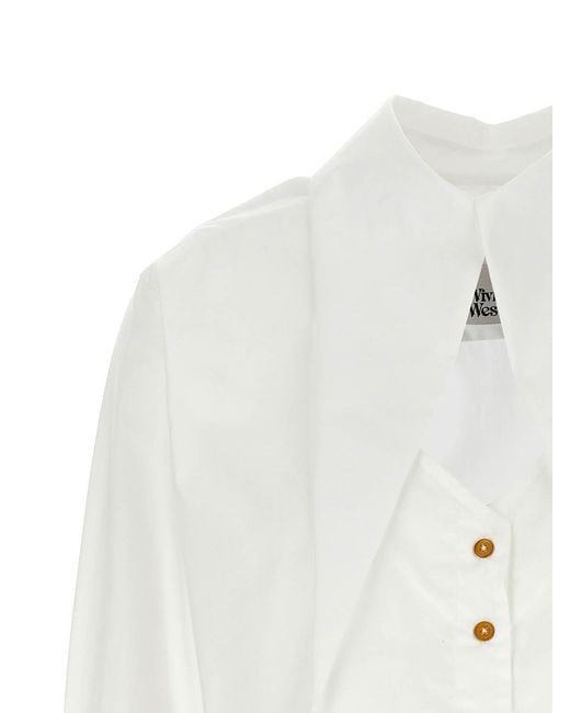 Vivienne Westwood White Cut Off Heart Cropped Shirt