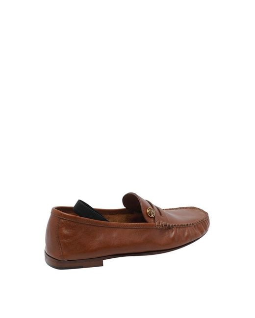 Versace Brown Rovere Guanto Leather Loafers