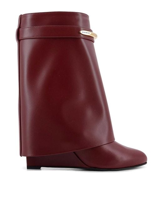 Givenchy Red Leather Wedge Knee-High Boots