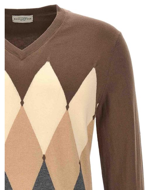 Ballantyne Natural Argyle Sweater for men