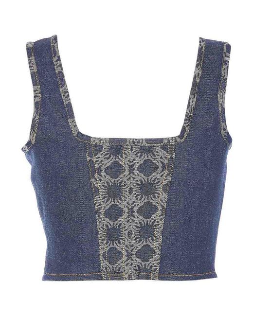 Amiri Blue Ma Quad Zip Corset Top