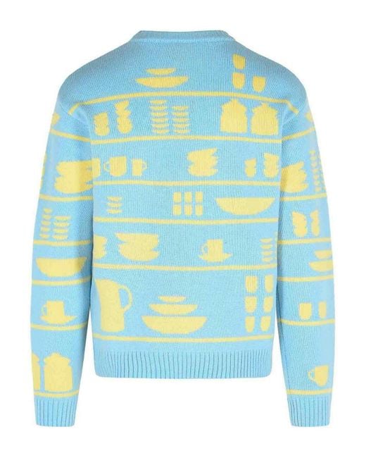 J.W. Anderson Blue Jw Anderson Crockery Jacquard Jumper for men