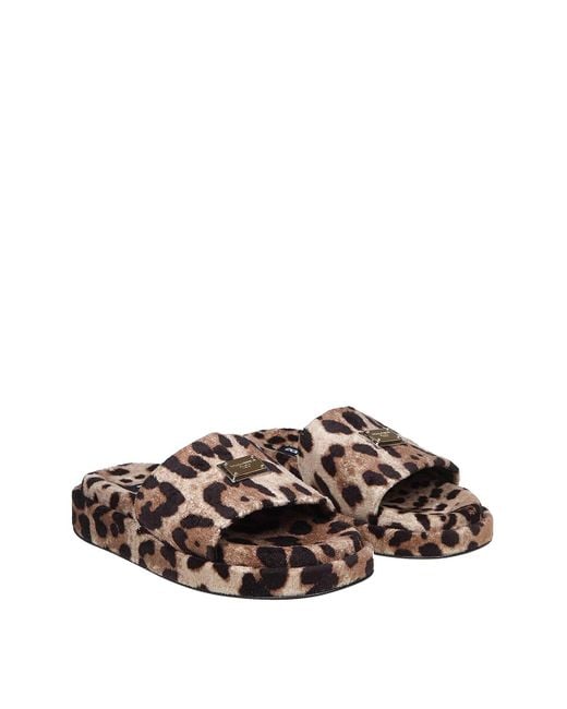Dolce & Gabbana Multicolor Leopard Print Sponge Sandals