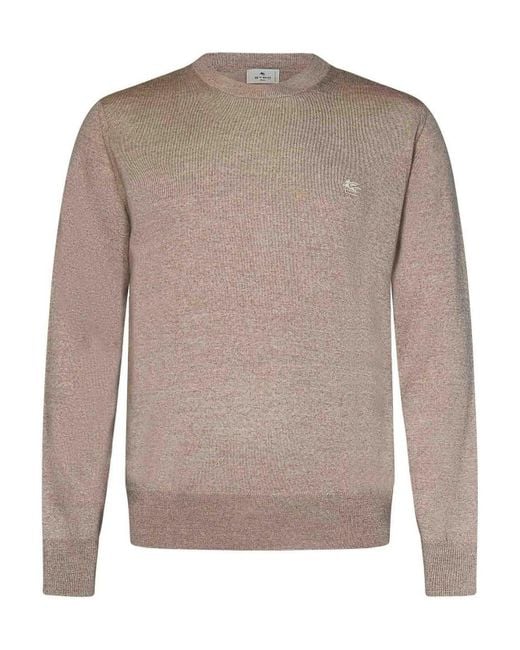 Etro Gray Wool Crewneck Sweater for men