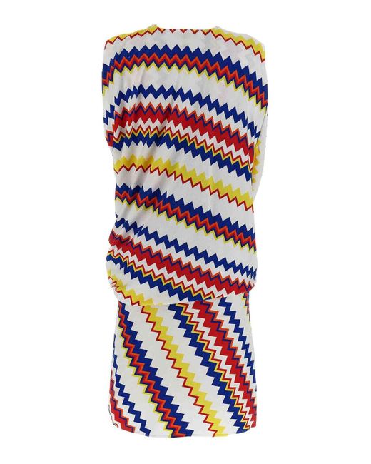 Missoni White Zig-Zag Sleeveless Mini Dress