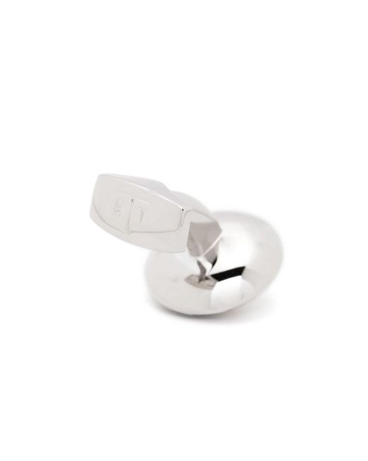 Tateossian White Cufflinks Round Palladium for men