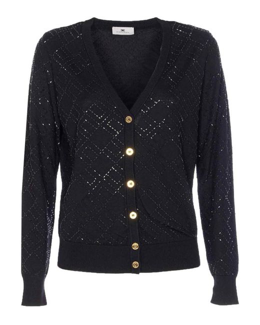 Elisabetta Franchi Blue Cardigan Buttons Closure