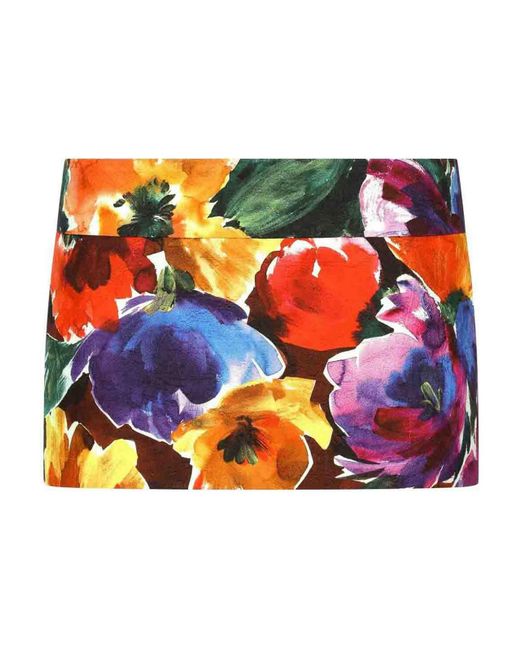 Dolce & Gabbana Orange Floral Print Miniskirt