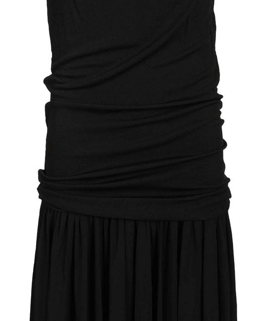 Jacquemus Black Abiha Gathered Jersey Midi Dress