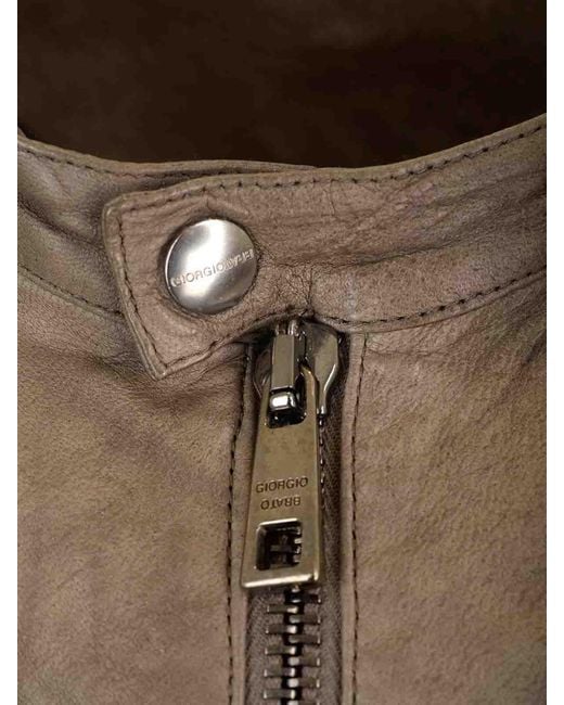 Giorgio Brato Brown Biker Jacket for men