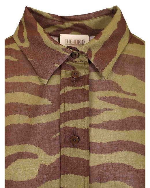 The Attico Brown Zebra Print Shirt