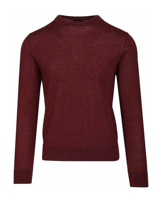 Etro Red Wool And Silk Sweater for men