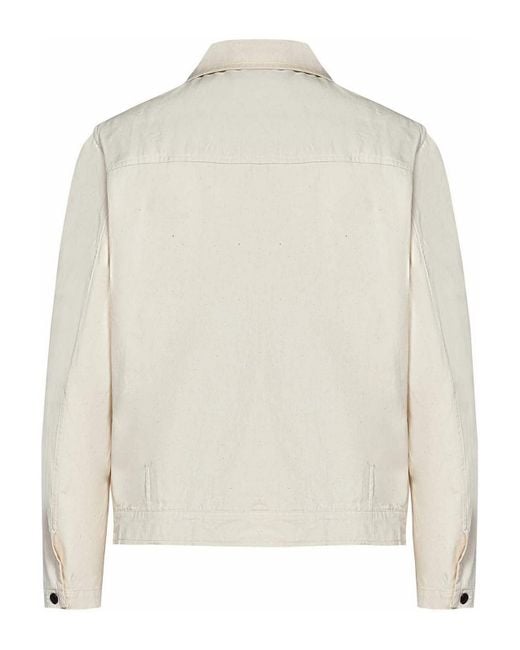 Low Brand White Off- Cotton Denim Jacket for men