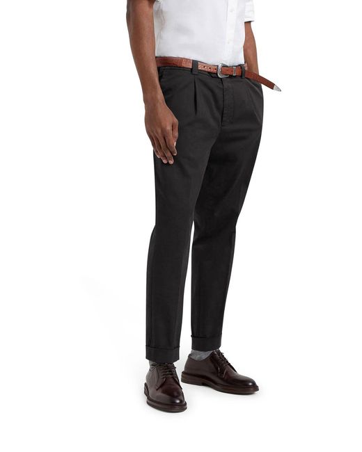 Brunello Cucinelli Black Cotton Blend Chino Pants for men