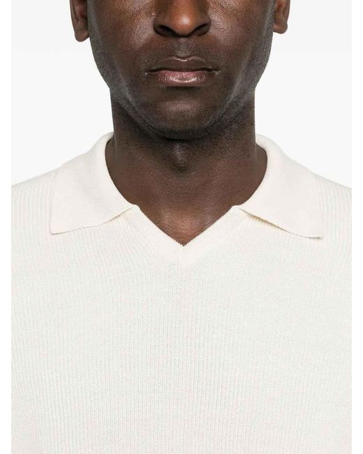 Brunello Cucinelli White Polo-Style Sweater for men