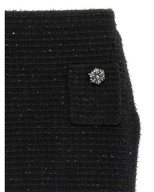 Self-Portrait Black Textured Knit Mini Skirt