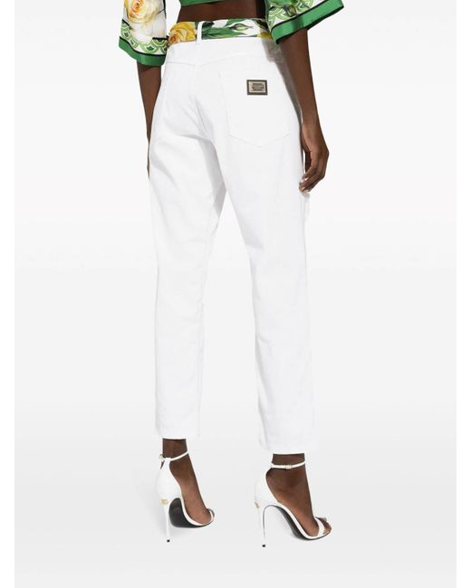 Dolce & Gabbana White Straight-Leg Distressed Jeans