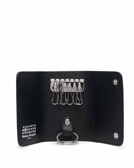 Maison Margiela Black Grained Leather Folding Keyring