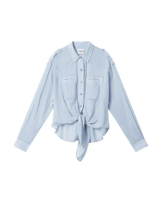 Isabel Marant Blue Shirt Crafted From Cotton With Bow