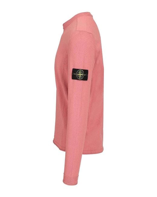 Stone Island Pink Lightweight Organic Cotton Sweater for men