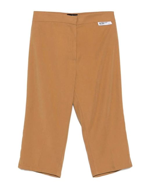 Gcds White Cupro Tailoring Capri Trousers