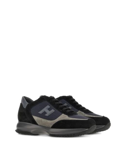Hogan Black Suede And Smooth Leather Interactive Sneakers for men