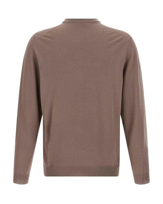 Zanone Brown Virgin Wool Sweater for men