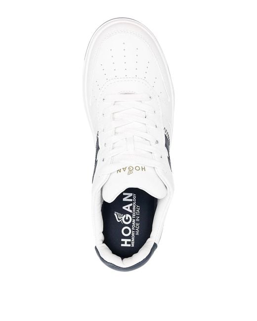 Hogan White Logo-Patch Low-Top Sneakers for men