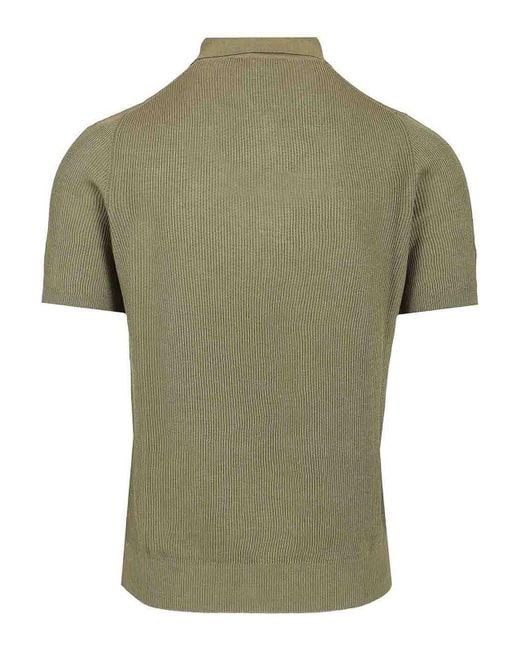 Mauro Ottaviani Green Ribbed Polo Shirt for men