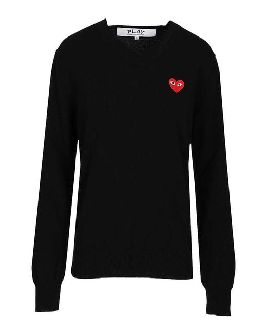 COMME DES GARÇONS PLAY Black Crew Neck Wool Sweater
