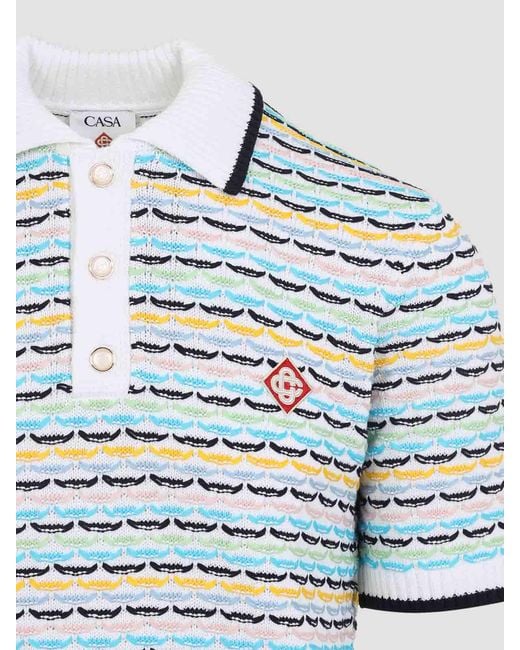 Casablanca Blue Knitted Polo for men