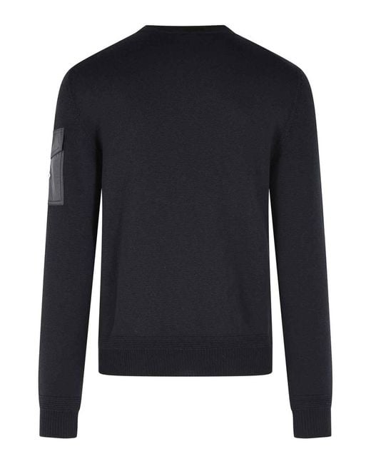 Moncler Blue Tricot' Virgin Wool Sweatshirt for men